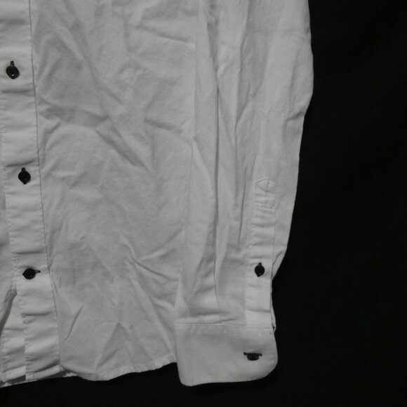 H&M | small | Slim Fit | Collared White Button-Up Dress Shirt | Black Buttons - Picture 8 of 14